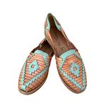 Mexico en la Piel Leather Huarache Sandals for Womans. Handmade Shoes, Green and Natural Leather, 4 UK