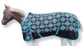 Tech Equestrian 1200 Denier Horse Winter Turnout | Horse Winter Blanket 300GSM| Heavy Winter Turnout (Waterproof/Breathable/Snow Proof Turnout Blanket) (84, Aztec_Turquoise)