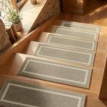 COSY HOMEER Carpet Stair Treads 15pcs Set, Non-Slip Indoor Carpet Treads for Stairs for Kids Elders and Dogs, 100% Polyester Quick Peel Self-adhesive Stair Runner Rug Pads, 22 x 70cm, Beige