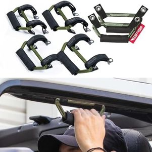 GPCA GP Grip Air Grab Handles Designed for 2024+ Jeep Wrangler JL 4xe w/Airbag Compatible - Aero-Grade Aluminum, Patented Foldable Design, Easy Installation – (4+2 Pack, Army Green)
