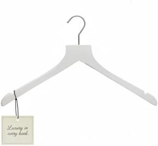 Sueded Luxe Wood Hangers for Clothes- Heavy Duty Hangers for Tank Top, Shirt, Coat, Sweater-Dress Hangers- Non Slip, Slim and Space Saving Hangers. (White, 100)