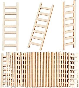 OLYCRAFT 40Pcs Mini Garden Ladder 0.8x2.4 Inch Miniature Wood Ladders Mini Wooden Step Ladders Miniature Furniture Mini Garden Ornament for DIY Crafts Micro Landscape Prop Decorations