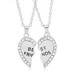 Stocking Stuffers for Teens BFF Necklace for 2 Matching Heart Friendship Necklaces Best Friend Necklace for 2 Girls (silver)