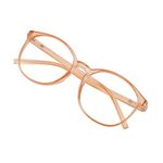 Blue Light Blocking Glasses with Spring Hinge for Women/Men, Anti Eyestrain, Computer Reading, TV Glasses, Stylish Oval Frame, Anti UV, Anti Glare(Champagne,2.25 Magnification)