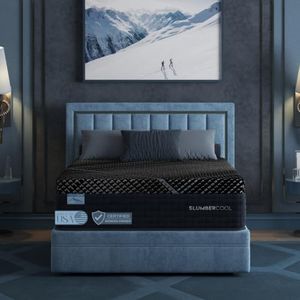 SlumberCool MAX Hybrid 3Z PRO Firm 14” Cooling Mattress – Split King GlacierTex MAX Cover, TheraGEL Mineral Memory Foam, Zoned Lumbar Support Coils, Luxury Firm Hybrid for Back & Stomach Hot Sleepers