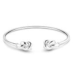 GNOCE 925 Sterling Silver Bangle Bracelet with Double Knot Design "Fall in Love" Basic Charm Bracelet for Women Girls (21)