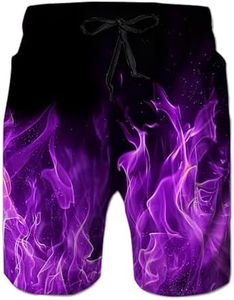 Ahegao Men's Swim Trunks Quick Dry 3D Printed Beach Board Shorts with Pockets Cool Mesh Lining Bathing Suits, Fire 1, 3X-Large