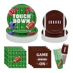 104PCS Football Party Table Supplies Kit Serve 26, Includes Dinner Plates, Dessert Plates, Napkins, Cups for Football Birthday Party Football Gameday Party Tableware