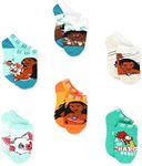 Disney Princess Moana Girl's Toddler No Show 6 pack Socks Set (Shoe: 7-10 (Sock: 4-6), Teal)