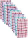 Robert Scott Tea Towels with a Coloured Check Design | Pack of 10 | Assorted Colours | Machine Washable | Absorbent Fabric