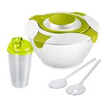 Westmark Salad Set, 3 Pieces, Salad Butler, Salad Servers and Dressing Shaker, Plastic, Transparent/Green, 242222E7