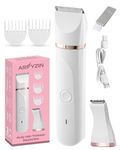 Bikini Trimmer Pubic Hair Trimmer for Women Legs Bikini Line Armpit Rechargeable Electric Shaver for Women Hair Removal with Snap-in Ceramic Blades IP7X Waterproof, White