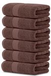 White Classic Luxury Hand Towels - Soft Circlet Egyptian Cotton | Highly Absorbent Hotel spa Bathroom Towel Collection | 16x30 Inch | Set of 6 | Brown