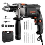 DOVAMAN Electric Hammer Drill, 850W Corded Impact Drill 0-3000RPM, 13mm Metal Chuck, Powerful Variable Speed for Precision Drilling in Steel, Concrete and Wood, Drill Bits, Carrying Case (PHD03B)