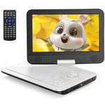 YOTON Portable DVD Player, 12.5 Inch with Rotatable 10.5 Inch LCD, 4~6 Hours Continuous Playback, Memory Recovery Function, Sync TV, Portable car DVD Player for Kids（White）