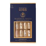 KISS Majestic High-End Manicure Kit, My Crown, Long Length Coffin Premium Fake Nails, Includes Nail Glue, Adhesive Tabs, File, Prep Pad, and 30 False Nails