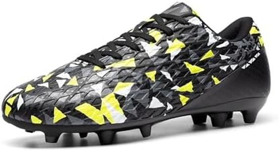 DREAM PAIRS Men's Soccer Cleats Adult Football Shoes Lace-Up Firm Groud Athletic Outdoor Trainning Soccer Shoes,Size 12,Black/Dark Grey,SDSO26001M