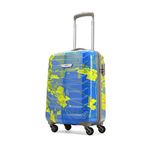 Skybags Trooper Cabin Abs Hardshell Luggage (55 Cm) | Printed Luggage Inline Trolley Bag with 4 Wheels and Resetable Combination Lock | Unisex, Blue & Yellow, Small