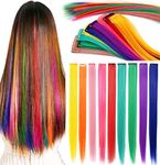 Rhyme Rainbow Hair Extensions Colored Hair Extensions Clip In/On For Girls Hair Accessories Wig Pieces For women 9PCS