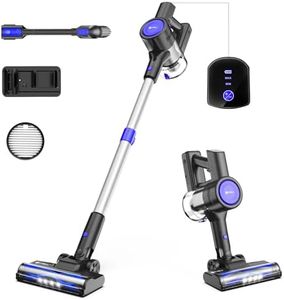 Cordless Vacuum Cleaner, Lightweight Stick Vacuum with 25Kpa Powerful Suction,45 Mins Max Runtime, Rechargeable Cordless Vacuum, LED Display, Vacuum Cleaners for Home Carpet Hardwood Floor Pet Hair