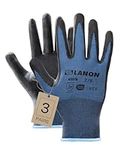 LANON 3 Pairs Nitrile Coated Safety Work Gloves, Mechanic Working Gloves for Men Women, Breathable, Skin Friendly, Anti-Slip Grip, M/8