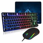 Combrite USB Wired 80% Gaming Keyboard And Mouse Set With Large Mouse Pad, TKL Size Keyboard, RGB LED Pro Gaming Mouse, USB Wired Desktop Combo, UK Layout