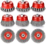 Wire Wheel for Angle Grinder, 9 PCS Wire Cup Brush Wire Wheel Brush for 4 1/2 Angle Grinder, Knotted Wire Brush for Grinder, Deep Sanding Heavy Rust, Paint Removal, 5/8 -11 Inch Threaded Arbor