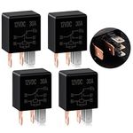 Tallew 5 Pin 12V Relay 12V 30A Relay Multi Purpose Automotive Relay Black Starter Relay Car Heavy Duty Relay for Car Motor Automotive Replacement Accessories (4 Pieces)