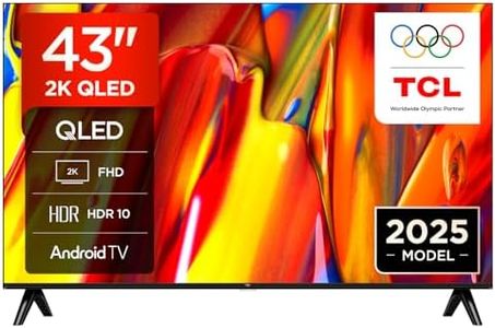 TCL 43V5C-UK 43Inch Full HD Smart QLED Direct LED TV with Android TV​ and HDR - Compatible with Google Cast and Google Home, Slim Design