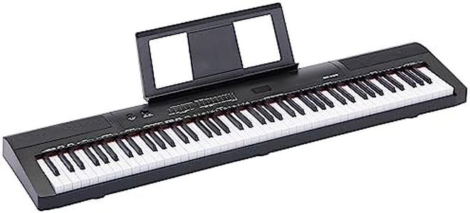 Amazon Basics - 88 Semi-Weighted Keys Portable Digital Piano with Sustain Pedal, 2 Speakers, 140 Timbres, 200 Rhythms, 16 Demo Songs, Metronome, Lesson Mode, Black