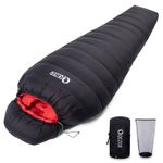 QEZER Cold Weather Sleeping Bag for Adults 650 FP Down Sleeping Bag for Backpacking Sleeping Bag with Compression Sack