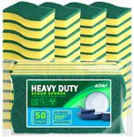 AIDEA Heavy Duty Scrub Sponge-50 Count, Cleaning Sponge, Kitchen Dish Sponge, Effortless Cleaning Eco Scrub Pads for Dishes,Pots,Pans All at Once…