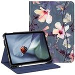 FINTIE Case Compatible with iPad 10th Generation (2022) 10.9 Inch, Multi-Angle Viewing Protective Stand Cover with Pencil Holder & Pocket, Auto Sleep/Wake, Blooming Hibiscus