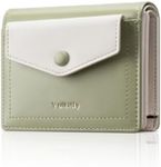 Vulkitty Bifold Multiple Card Wallet for Women RFID Blocking Leather Credit Card Purse with Zipper Closure Pockets (Green)