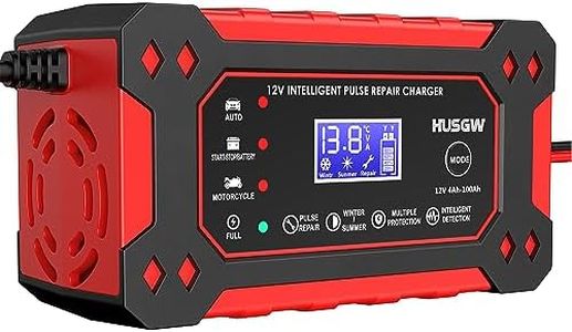Car Battery Charger, 12V 6A Smart Battery Trickle Charger Automotive 12V Battery Maintainer Desulfator with Pulse Repair Temp Compensation for Car Truck Motorcycle Lawn Mower Boat Lead Acid Batteries
