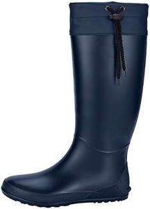 Asgard Packable Tall Rain Boots for Women Waterproof Rubber Garden Boots Ultra Lightweight Flat Wellies Mud Boots- NOT FOR WIDE CALF, Navy, 7