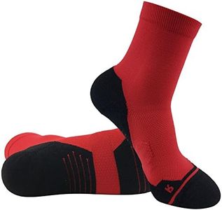 HUSO Mens Athletic Socks, Red and Black Socks Elite Athletic Seamless Tennis Running Socks for Men Women, Red 1-Pack