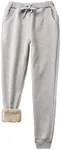 Yeokou Warm Sweatpants Womens Fleece Sherpa Lined Winter Active Running Jogger Pants (X-Large, Light Grey)
