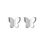 SLUYNZ 925 Sterling Silver Tiny Butterfly Earrings Studs for Women Teens Tiny Studs Earrings (A-Silver)