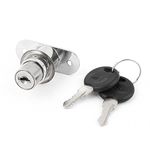 uxcell Metal Sliding Door Showcase Cylinder Plunger Lock + Two Keys