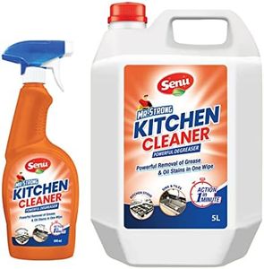 Senu Mr. Strong Kitchen Cleaner QTY : 5000ml+ 600ml Kitchen Heavy Oil Degreaser, Chimney& Exhaust Fan Degreaser, Oven, Grill and Glass Stove Top Cleaner, Grease Removal, Kitchen Oil Stain Remover.