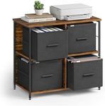 VASAGLE File Cabinet with 4 Drawers, Printer Stand, Cube Storage Shelf, for A4, Letter-Size Files, Hanging File Folders, File Storage Box, Home Office, Rustic Brown and Ink Black UOFC059B01