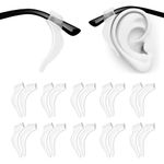 PTSLKHN Soft Silicone Eyeglass Ear Hooks, 10 Pairs of Non-Slip Eyeglasses Ear Grips for Glasses, Sunglasses, Reading Glasses, Clear, 42*11mm