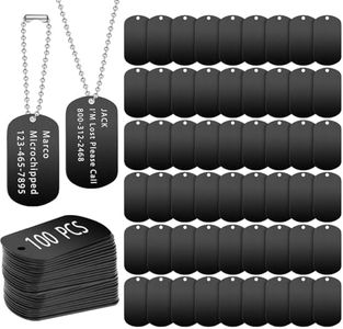 100 Pcs Black Dog Tag Blanks for Laser Engraving - Bulk Black Anodized Aluminum Metal Tags for Engraving, DIY Pet ID, Stamping Blanks, Keychains (50mm x 28mm)