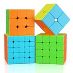 Vdealen Speed Cube Set, 2x2 3x3 4x4 5x5 Stickerless Speed Cube Bundle- Bright Magic Cube Pack, Cube Puzzle with Gift Packing Birthday Christmas Toy for Kids Boys Girls