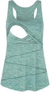 Joymom Maternity Nursing Tops & Tees, Nursing Tank Tops for Breastfeeding Nursing Tops Pregnancy Clothes Green L