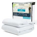 Brookstone Ultimate Waterproof Mattress Protector - Polyester Fabric Mattress Cover Protector - Waterproof Mattress Protector - CleanSense Allergen Technology - Queen Size Bed, White