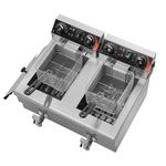 Uargd Commercial Dual Tank Deep Fryer, 3000W Electric Countertop Fryer with Basket, 2 x 11.6Qt/11L Stainless Steel Oil Fryer with Filtration, Time & Temperature Control