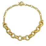 Bling Jewelry Fashion Statement Chunky Texture Large Oval Interlocking Link Chain Choker Necklace for Women Toggle Clasp Closure Matte Gold Plated
