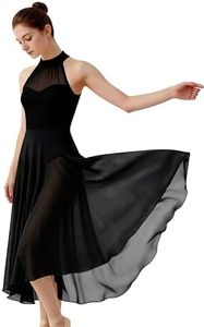 Vavewee Lyrical Dance Costume for Women White Contemporary Dance Dress Asymmetric Flowy Ballet Dancewear（256306-06-XL）